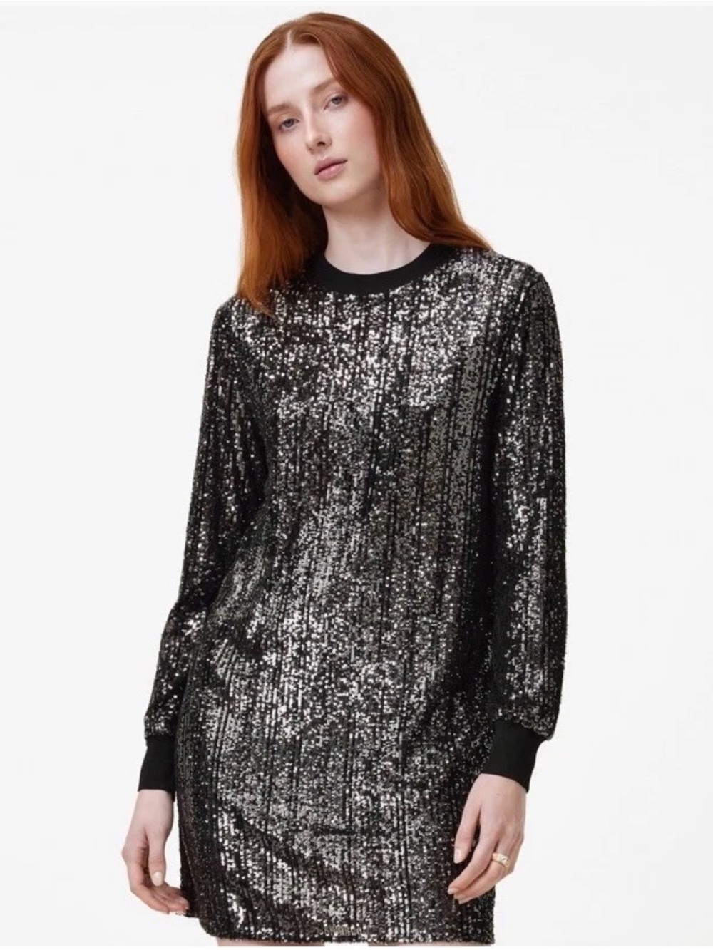 AllSaints Solstice   Sequin Long-Sleeve Mini Dress Party Fun Holiday